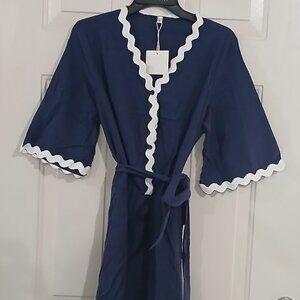 Socialkiwi Womens Blue Romper With Wavy White Trim